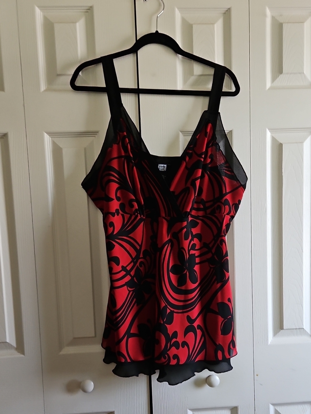 SALE! Studio 1940 Red and Black Satin Printed Camisole